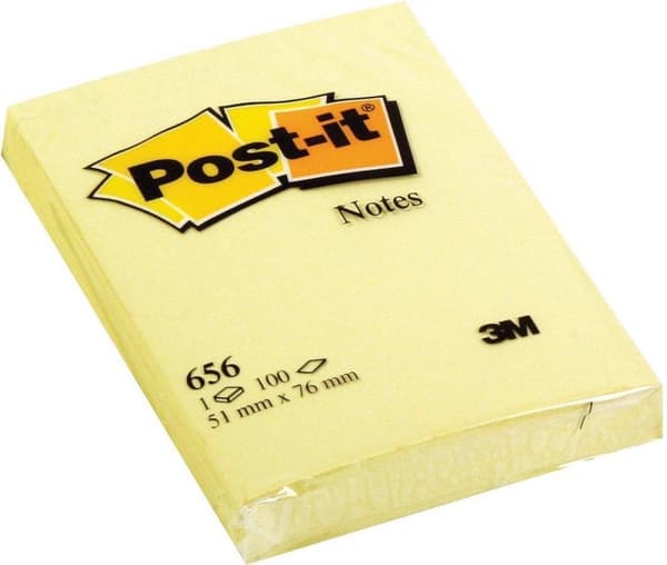 Post-it Notes størrelse 51 x 76 mm gul 100 ark blok