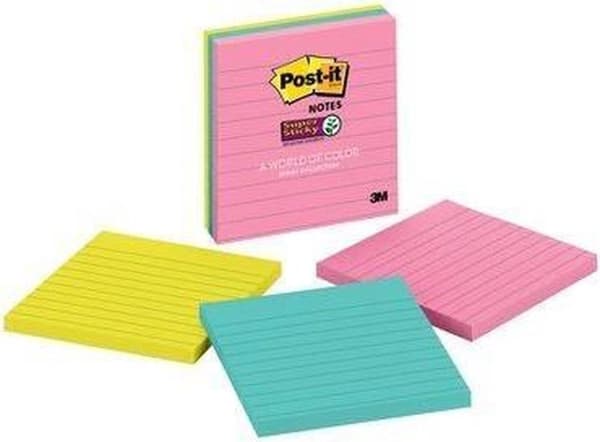 3M Post-it super sticky sedler foret Miami 101 x 101 mm (3-pak)