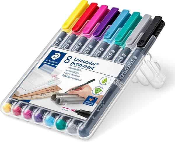 STAEDTLER Lumocolor permanent pen F 318 - æske med 8 farver