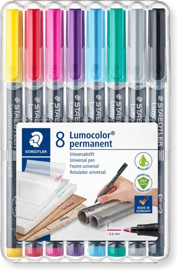 STAEDTLER Lumocolor permanent penna F 318 - ask med 8 färger