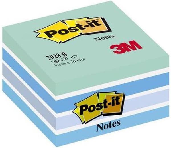 Post-it®-muistilaput, kuutio, pastellinsininen, 76 x 76 mm, 450 arkkia/kuutio