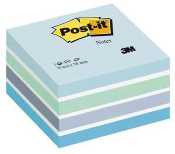 Post-it®-muistilaput, kuutio, pastellinsininen, 76 x 76 mm, 450 arkkia/kuutio