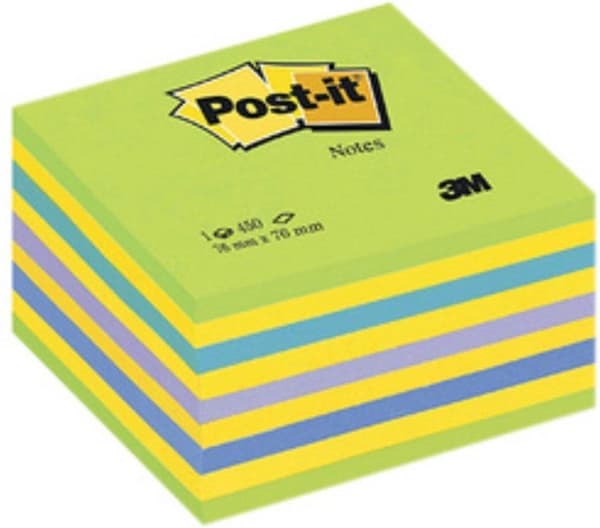 Post-it®-sedler, terning, pastelrosa, 76 x 76 mm, 450 ark/terning