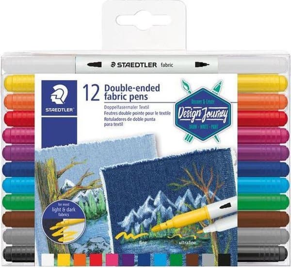 STAEDTLER textilmarkör dubbelspets - set 12 st