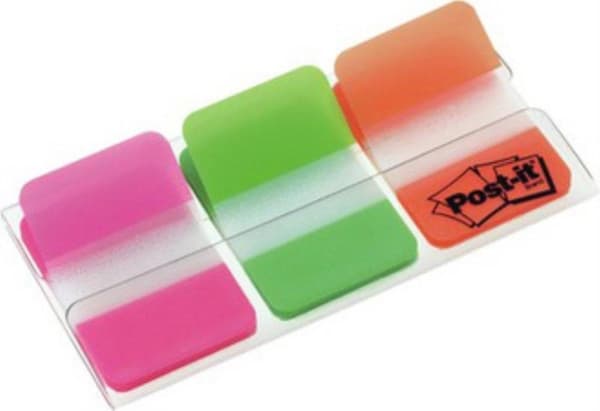 Post-it® Index Stærk, Blå, Rød, Gul, 25,4 x 38 mm, 22 tapper/farve/dispenser