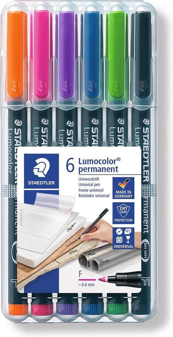 Lumocolor F permanent - Box 6 st nya färger