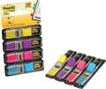 Pikkukuva 1 / 3: Post-it® Index kapea, vakio-annostelija, kirkkaan sininen, keltainen, vaaleanpunainen, violetti, 12 x 43 mm, 35 välilehteä/väri/annostelija