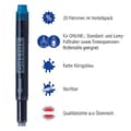 Miniatyrbild 2 av 6: ONLINE 20x kompatibla LAMY patroner blå, universella bläckpatroner, för alla vanliga reservoarpennor, ersättningspatroner, raderbara, tvättbara, även