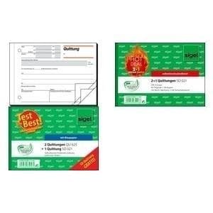 Sigel RC021/1 kvitteringsblok A6 liggende, lavet af genbrugspapir, 100 ark, 1 stk.