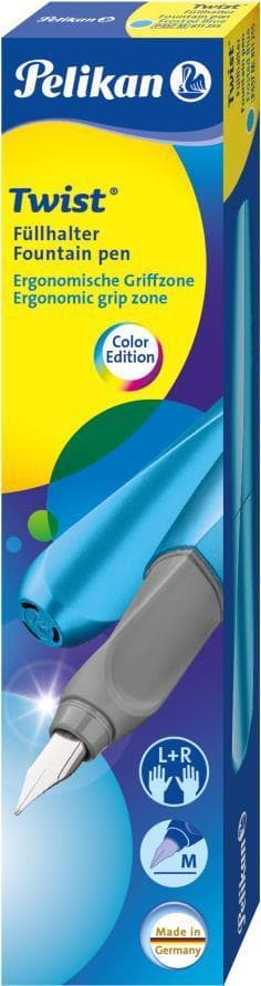 Pelikan Twist reservoarpenna Frosted Blue, metallisk blå Spetsbredd: M, ergonomisk form, spets i rostfritt stål, för - 1 st (811255)