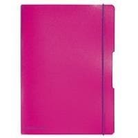 Herlitz 11361474 anteckningsbok (A4, PP utbytbart omslag med elastisk stängning, 80g/m²) 80 ark rosa