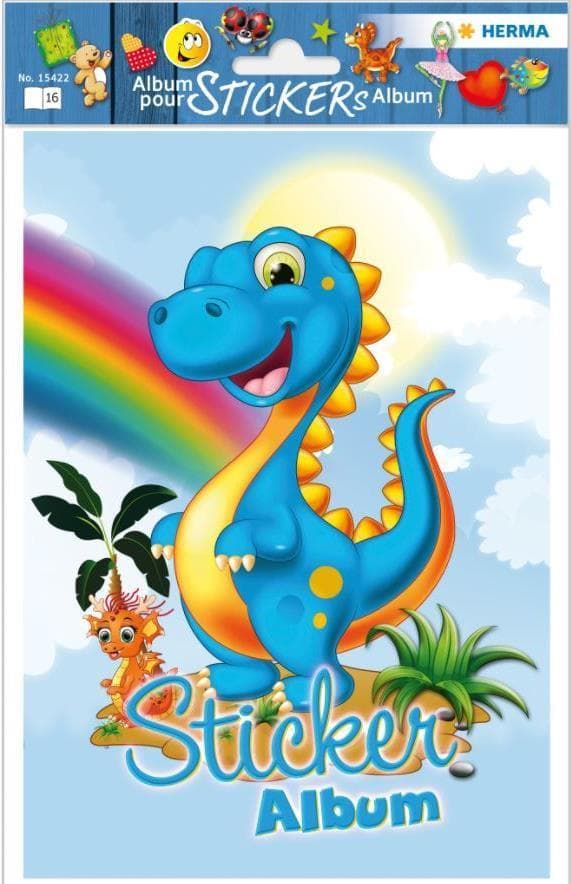 HERMA 15422 klistermærkealbum dinosaurer DIN A5 tom (16 sider, bestrøget specialpapir) klistermærke scrapbog til at samle, 1 klistermærkebog til børn,