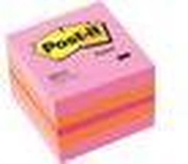 Post-it® Notes, Mini Cube, Neon Pink, Orange, Ultra Pink, 51 x 51 mm, 400 ark/terning