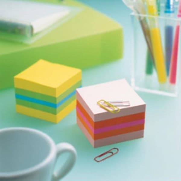Post-it® Notes, Mini Cube, Neon Pink, Orange, Ultra Pink, 51 x 51 mm, 400 ark/terning