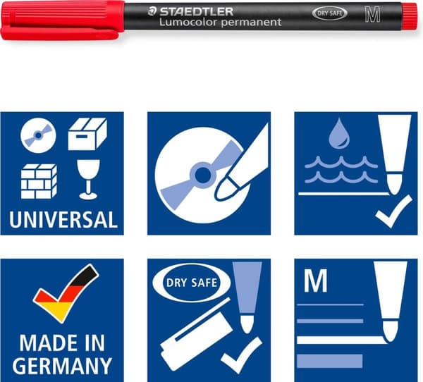 STAEDTLER Lumocolor pysyvä kynä M 317 - Laatikko 4 väriä