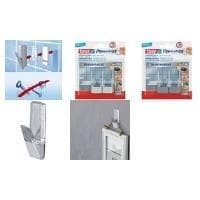 Koukku Tesa Powerstrips jopa 1 kg läpinäkyvä 2 x 5 cm + 4 kielekettä SUURI läpinäkyvä / kromi