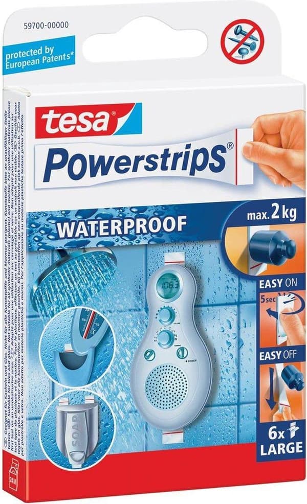 Tesa Powerstrips stora vattentäta gör-det-själv-förnödenheter - Gör-det-självförnödenheter - Hushåll - Självhäftande remsor/powerstrips - Dubbelsidig