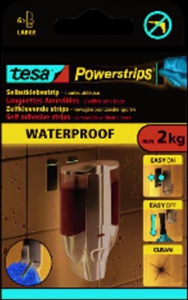 Tesa Powerstrips stora vattentäta gör-det-själv-förnödenheter - Gör-det-självförnödenheter - Hushåll - Självhäftande remsor/powerstrips - Dubbelsidig