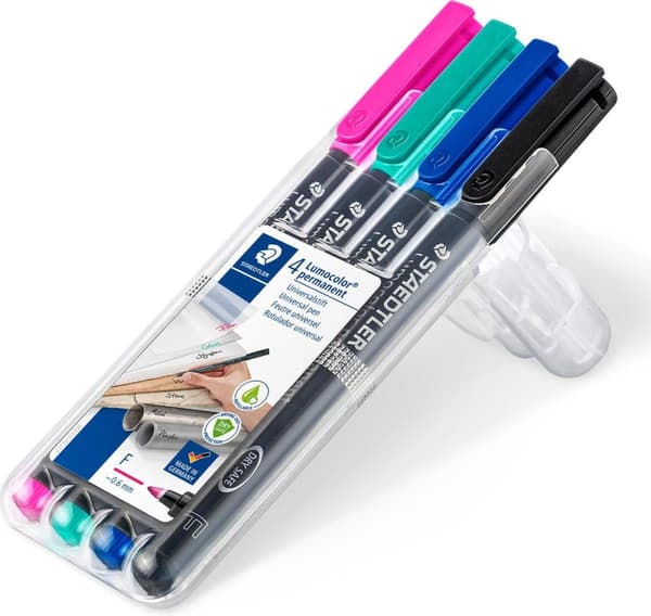 STAEDTLER Lumocolor permanent pen F 318 - Æske med 4 farver