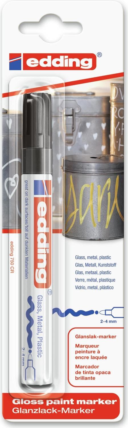 Edding 750 - sort - flerfarvet - kuglespids - 2 mm - 4 mm - 400 °C (4-750-1-3001)