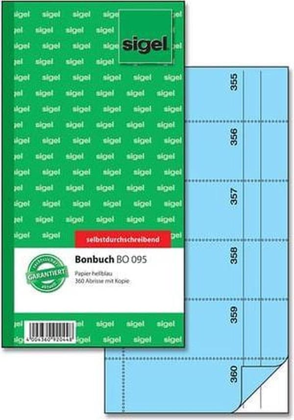 Sigel - Kuponkivihko - Express - itsekirjoittava - 10,5x20cm - 360 numeroa - sininen - SI-BO095