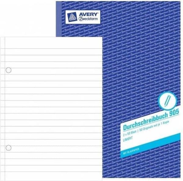 Avery 905 skriveblok & notesbog Blå, Hvid A4 50 ark