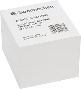 Soennecken seddelboksindsats 5807 97x97x82mm hvid 720 ark/pk. (5807)