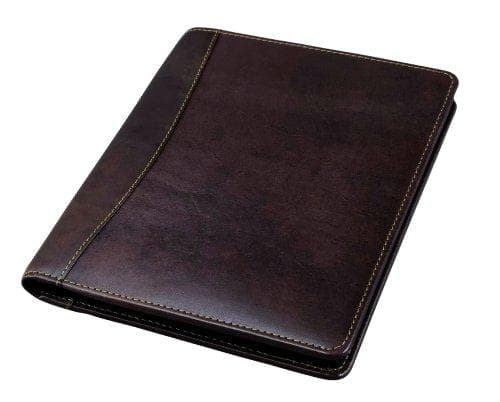 Alassio "MONACO" writing case, A5, leather, dark brown antique with pad, DIN A5 compartment, pen loop (30057)