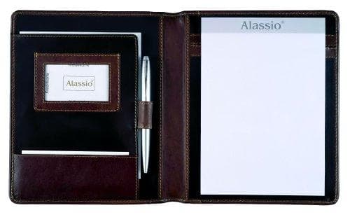 Alassio "MONACO" writing case, A5, leather, dark brown antique with pad, DIN A5 compartment, pen loop (30057)