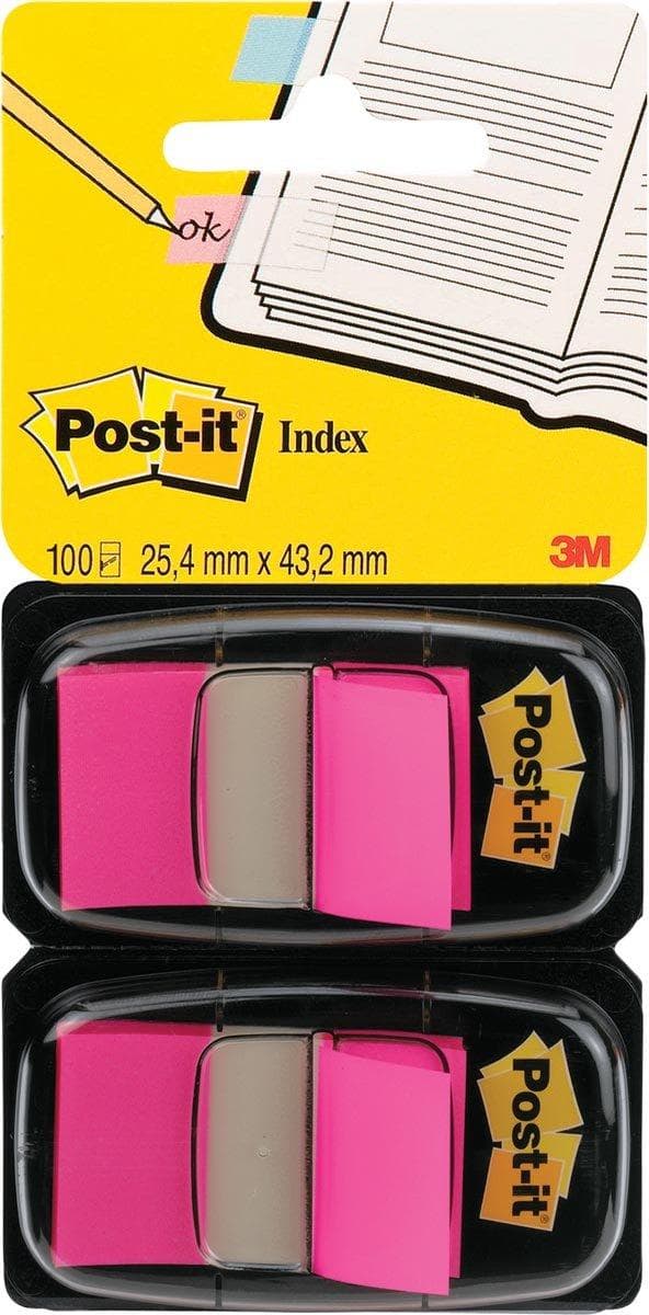 Post-It-flaggor - ljusrosa - 2,50 cm (1") breda - 50/dispenser - 2 dispensrar/förpackning självhäftande flagga 50 ark (680-BP2)