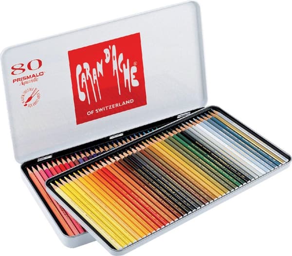 CARAN D'ACHE PRISMALO Aquarellefärgade pennor, metallfodral från 80-talet av cederträ, sexkantigt skaft, blytjocklek: 3,0 mm, - 1 st (999.380)