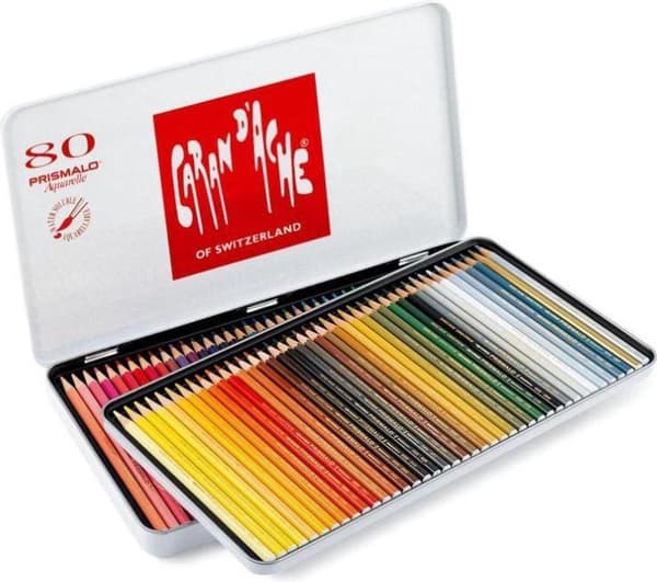 CARAN D'ACHE PRISMALO Aquarelle farveblyanter, 80'er metalkasse lavet af cedertræ, sekskantet skaft, blytykkelse: 3,0 mm, - 1 stk (999.380)