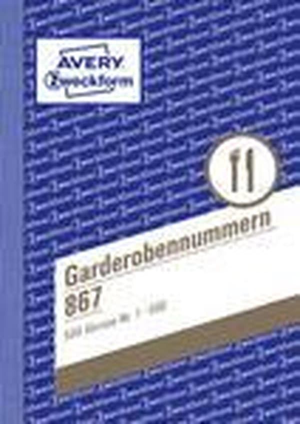 AVERY Zweckform formularbog "garderobenumre", 1-500, A6 100 ark, med huller til ophæng (867)