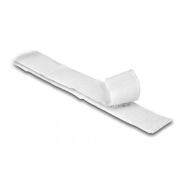 Delock Velcro tape selvklæbende med selvklæbende og fleece tape L 5 mx B 20 mm hvid (19062)