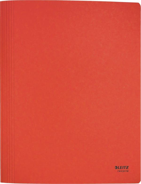 LEITZ Genbrugsmappe, DIN A4, pap, rød lavet af 100% genbrugspap, 100% genanvendelig, Blue Angel, - 10 stk (39040025)