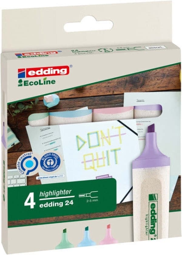 Highlighter edding 24 Ecoline pastel assorteret sæt med 4 stk