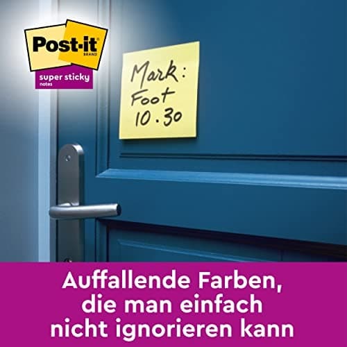 Post-it Super Sticky Notes, arvopakkaus 24 lappua, 90 arkkia per tyyny, 76 mm x 76 mm, väri: keltainen - erittäin vahvat tarralaput muistiinpanoja, te
