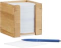 Miniatyrbild 1 av 5: Relaxdays memohållare bambu - memokub trä - memoblockhållare 9x9 cm - 900 ark - memoblock