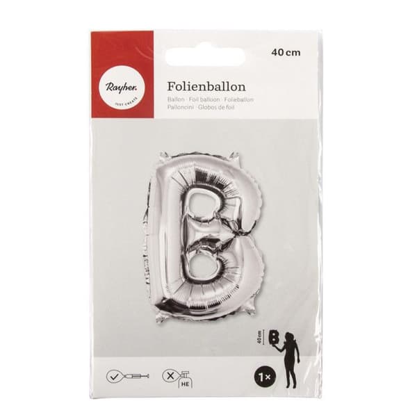 Aluminiumbollong Bokstav B Silver 40cm