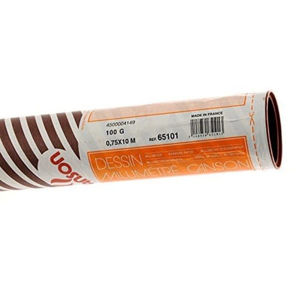 Grafpapper - Canson-specifikt papper - 200065101 - Rulle med millimeterpapper - 0,75 x 10 m - 90g/m