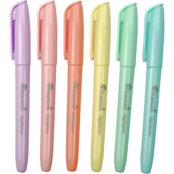 Pastel highlightere rund 6 farver mejselspids 1-4mm Titanum
