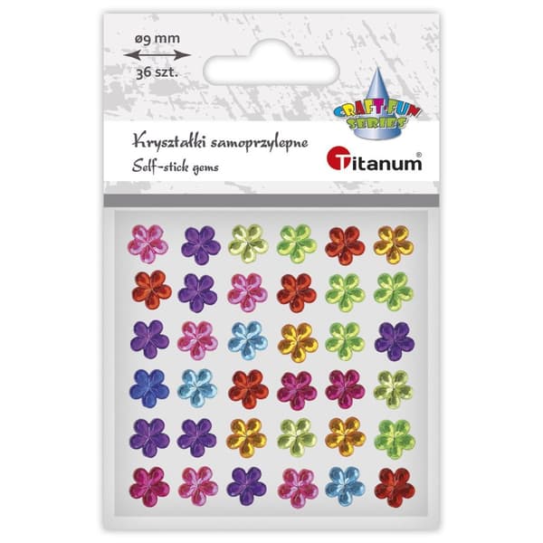 Selvklæbende krystaller blomster 9mm Titanium