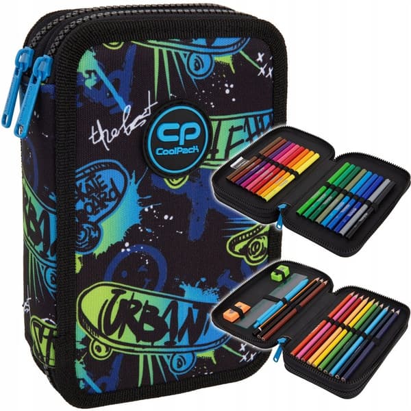 Dobbelt penalhus med udstyr Jumper 2 Skate Night Patio Coolpack