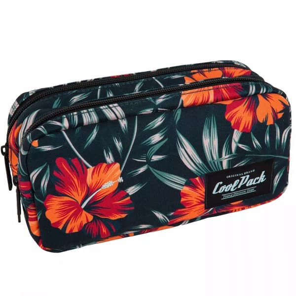 Penalhus 2 lynlåse Primo Rio sort med blomster Patio Coolpack