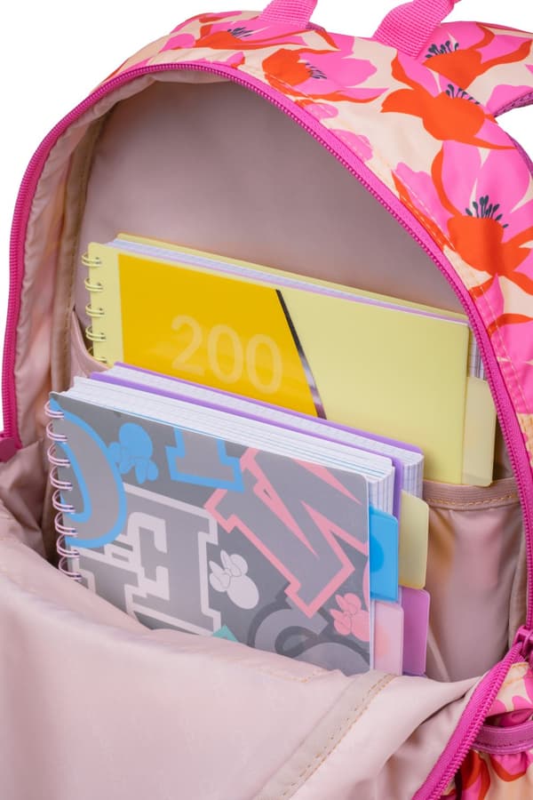 Flores Rosa ungdomsryggsäckskräm med rosa blommor Coolpack