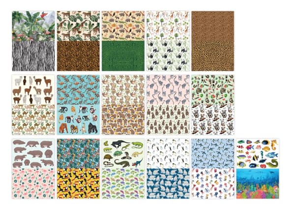 A4 16k 80g kuviolohko 32 Animals Wild Happy Color motiiveja