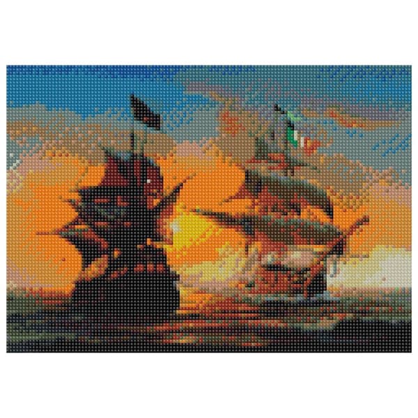 Diamantmosaik, broderi 30x40 Sejlskibe Flamingo line