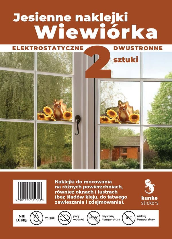 Elektrostatiska klistermärken höst Ekorre 2 st kunke