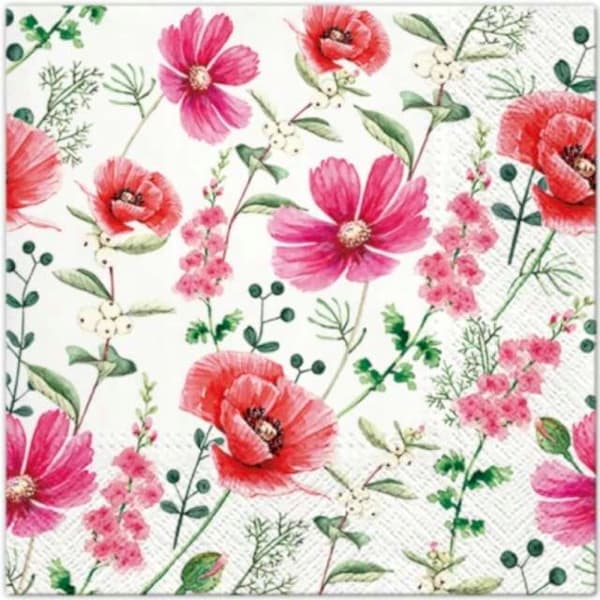 Servetter Blommor v1 33x33cm TeteaTete