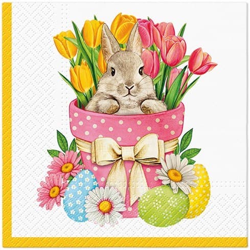 Pääsiäispupu ruukussa Lautasliinat 33x33cm Paw Decor Collection